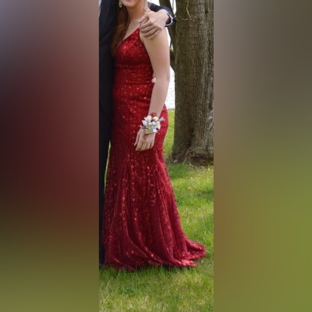 sparkly red prom dress